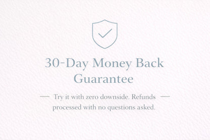30-Day Money Back Guarantee text with a shield icon on a light gray background